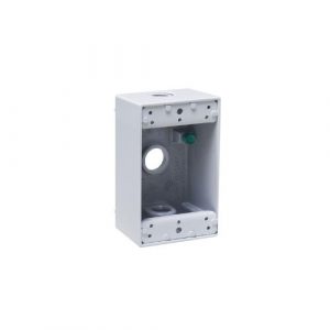Hubbell Weatherproof Electrical Box, 3-1/2in Threaded Outlets, White - 5320-1