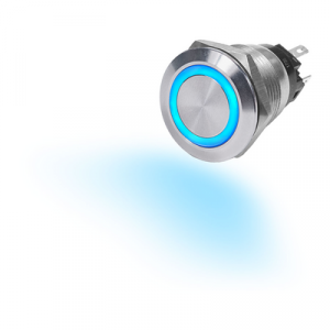 Blue Sea 10A Push Button Blue LED Ring Switch, Off-Momentary On – 4161 Marine switches 387431