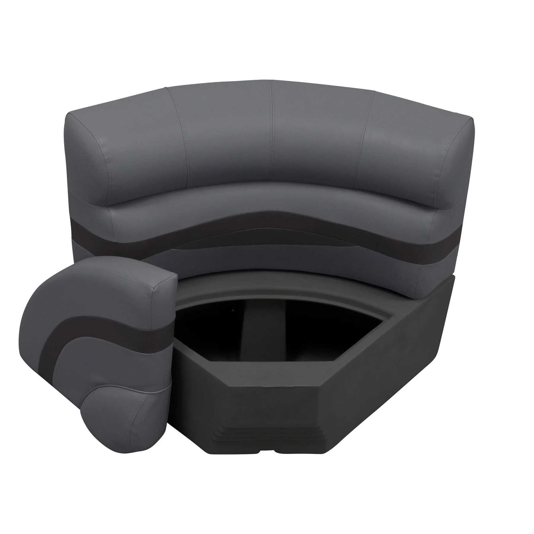 Wise Premier Pontoon 28" Radius Corner - Cushion & Base Set | Color — Slate • Dark Neutral - Image 4